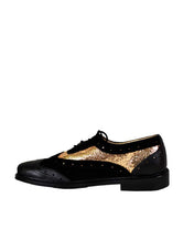 Men's leather and suede Black-Gold brogues