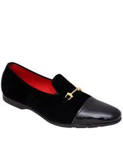 Black Suede with Patent Leather Fade loafer shoes