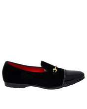 Black Suede with Patent Leather Fade loafer shoes
