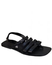 Unisex Black leather stripped sandals
