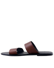 Double Strap Brown Leather Pam