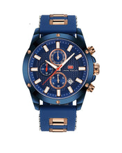 Blue and Gold Fashion Watch (Rubber Strap)