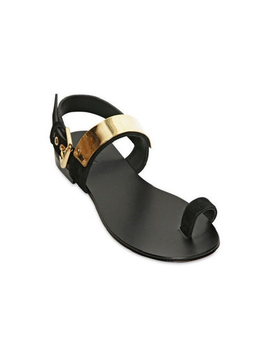 Suede Slippers with Golden plate