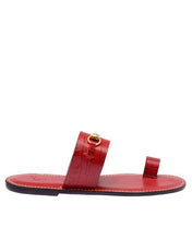 Men's red skin leather slippers
