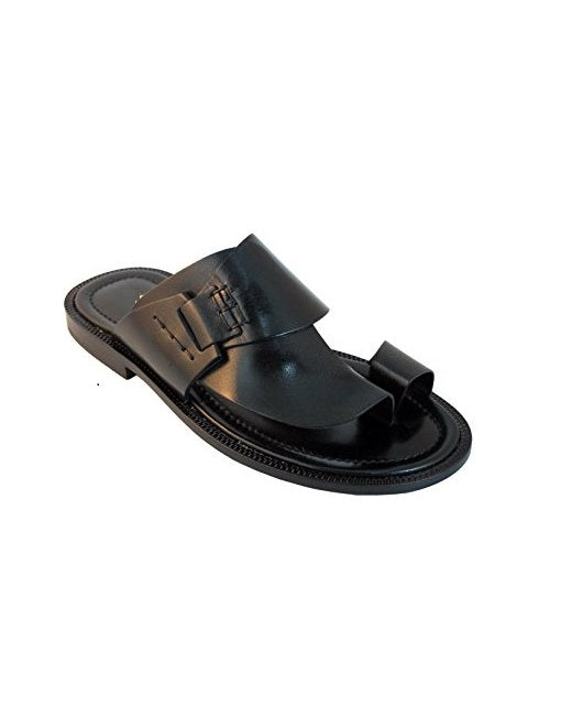 Governors Black Leather Cover Slippers - (Kopa)