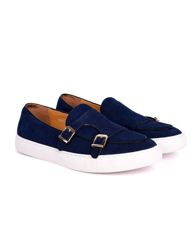 Blue Suede Double Monk Plimsolls