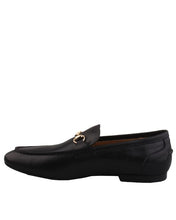 Black Loafers shoes with Horsebit chain detail