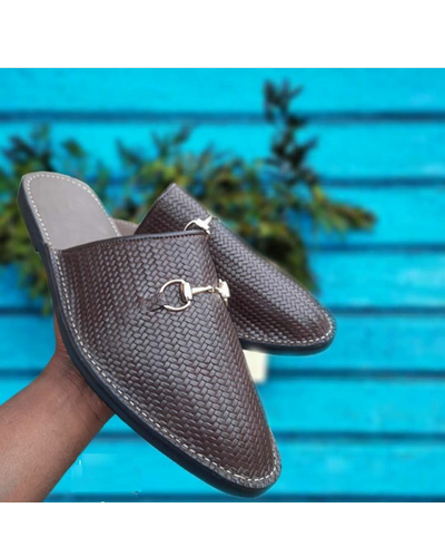 BASKET NET LEATHER SIMPLE HALF SHOE SLIP-ONS