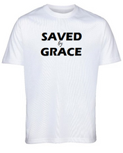 "Saved by Grace" White T-Shirt by Lere's