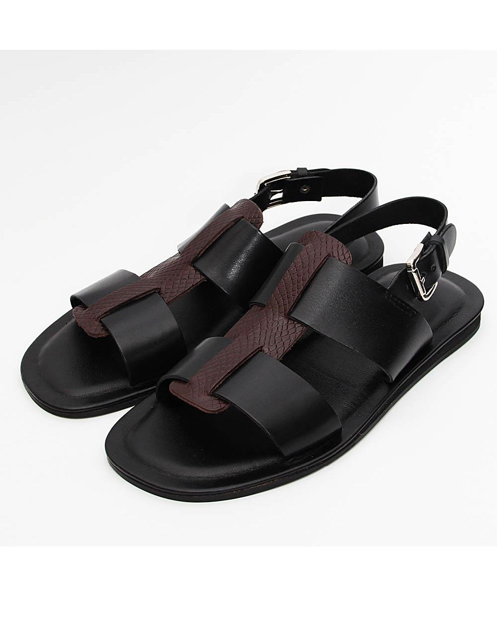 BLACK GOVERNORS TETHER CROSS SANDALS