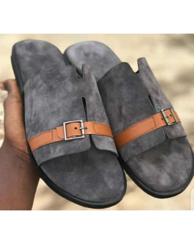 Governors Grey Suede With Leather Mix Slippers