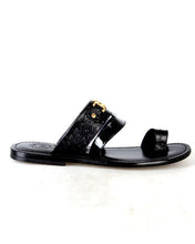 Snake Skin Patent Black Leather Slippers for Men
