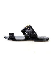 Snake Skin Patent Black Leather Slippers for Men